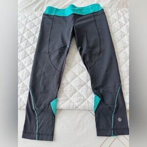 lululemon athletica Black and Teal Leggings